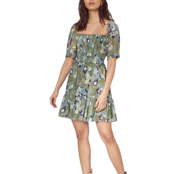 Wilfred Laken Short Sleeve Mini Dress in Sage Frost/Blues Sz M - Picture 5 of 16